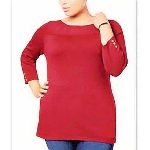 Karen Scott Tops - NWT Karen Scott Macy's Ballet Neck Ribbed Tunic OX